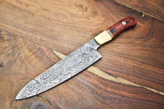 Custom Handmade Damascus Steel Chef Knife – Full Tang Sport Design, Razor Sharp

