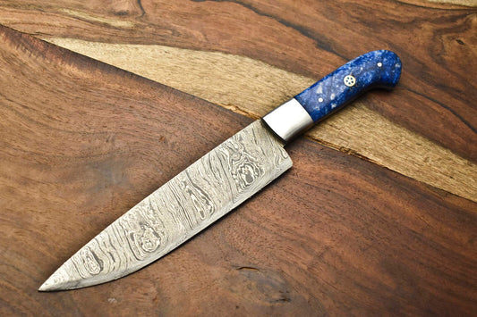 Custom Handmade Damascus Steel Chef Knife – Full Tang Sport Design with Premium Craftsmanship