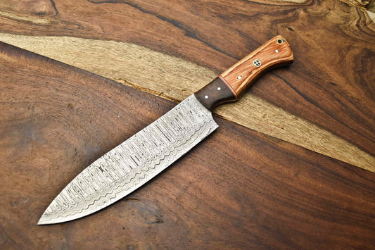Custom Handmade Damascus Steel Chef Knife – Full Tang Sport Utility Kitchen Knife


