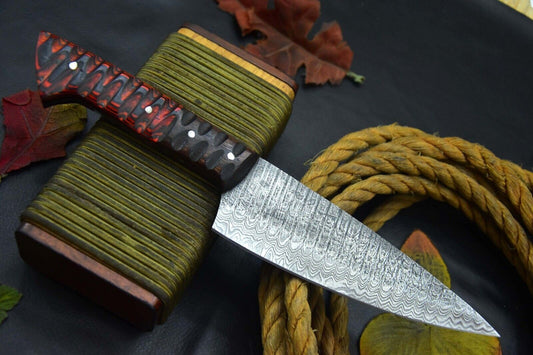 Custom Handmade Damascus Steel Chef Knife – Hand Forged Fixed Blade with Walnut Handle