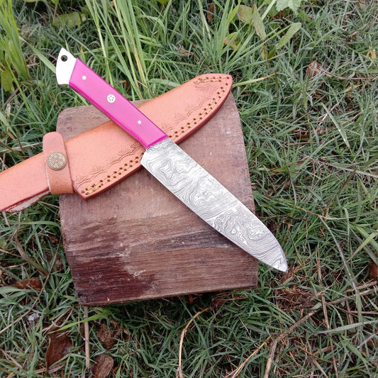 Custom Handmade Damascus Steel Chef Knife Kitchen Knife Resin Handle
