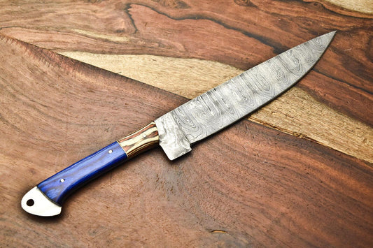 Custom Handmade Damascus Steel Chef Knife Set 9"-13" | Twist Pattern Kitchen Knives