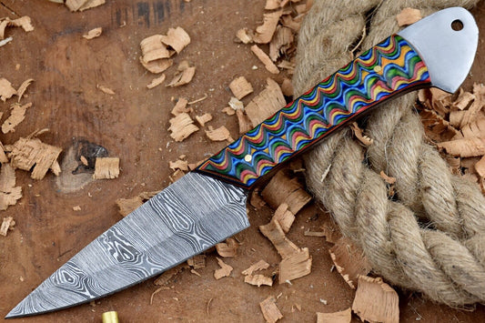Custom Handmade Damascus Steel Chef Knife with Multi-Dollar Handle & Sheath