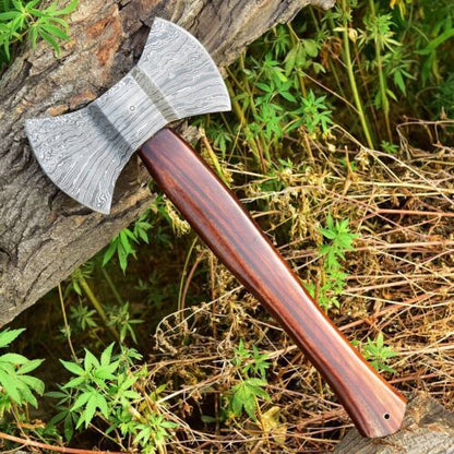 Custom Handmade Damascus Steel Double Head Axe with Cocobolo Wood Handle Damascus Axe for Sale