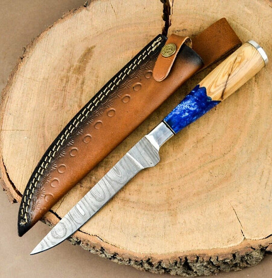 Custom Handmade Damascus Steel Fillet Knife Chef Knife Boning Knife with Resin Handle