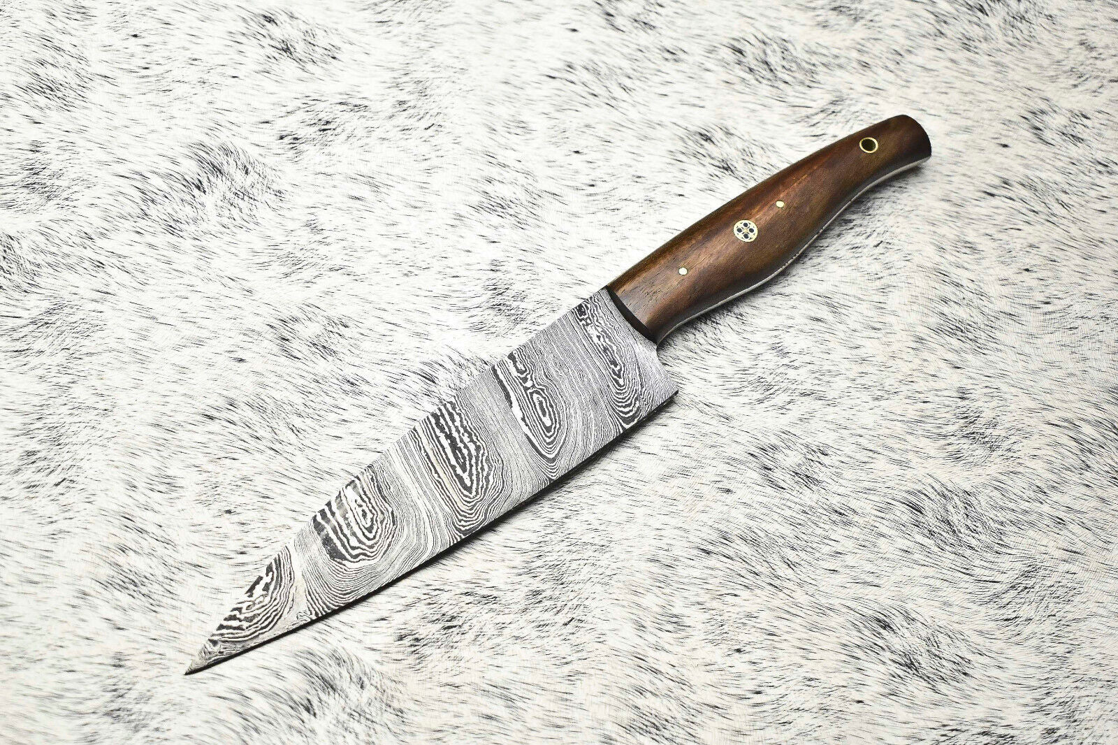 Custom Handmade Damascus Steel Full Tang Chef Knife with Leather Sheath – 384 Layer Sport Knife

