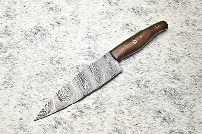 Custom Handmade Damascus Steel Full Tang Chef Knife with Leather Sheath – 384 Layer Sport Knife

