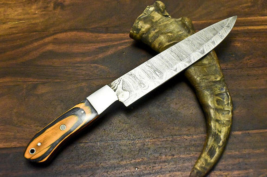 Custom Handmade Damascus Steel Hardwood Hunting Chef Knife – 12.8" Overall Length
