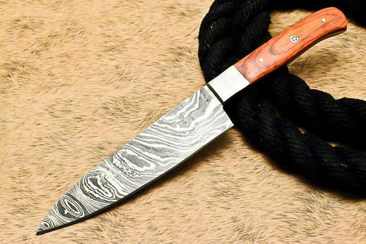 Custom Handmade Damascus Steel Hunting Chef Knife with Hard Wood Handle – 12"