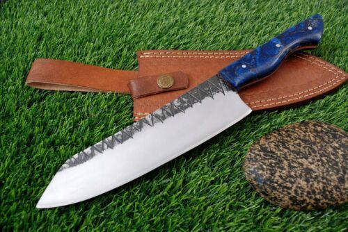 Custom Handmade Damascus Steel Hunting Dagger Knife with Leather Sheath | 12" Fixed Blade Kukri