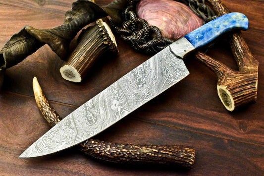 Custom Handmade Damascus Steel Skinning Hunter Camping Full Tang Chef Knife