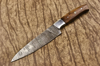 Custom Handmade Damascus Steel with  Walnut Wood Handle Damascus Knife