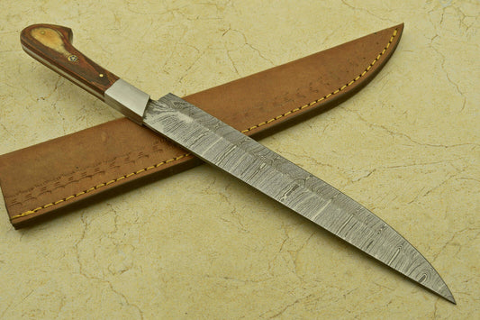 Custom Handmade Forged Damascus Steel Chef Kitchen Knife with Pakka Wood Handle – 13" Professional Chef Knife