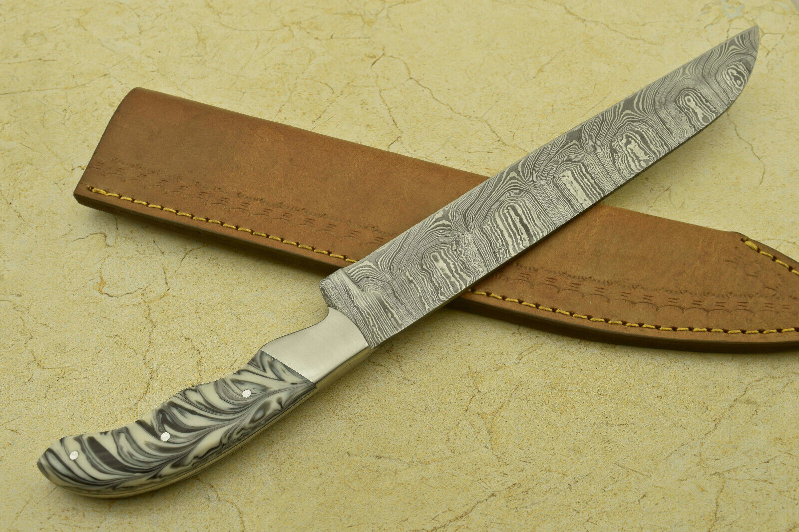 Custom Handmade Forged Damascus Steel Chef Kitchen Knife with Resin Handle – 14" Professional Chef Knife