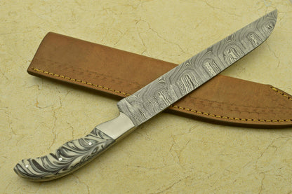 Custom Handmade Forged Damascus Steel Chef Kitchen Knife with Resin Handle – 14" Professional Chef Knife