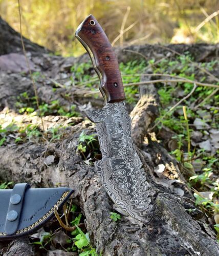 Custom Handmade Forged Damascus Steel Hunting Tracker Knife | Fixed Blade Full Tang