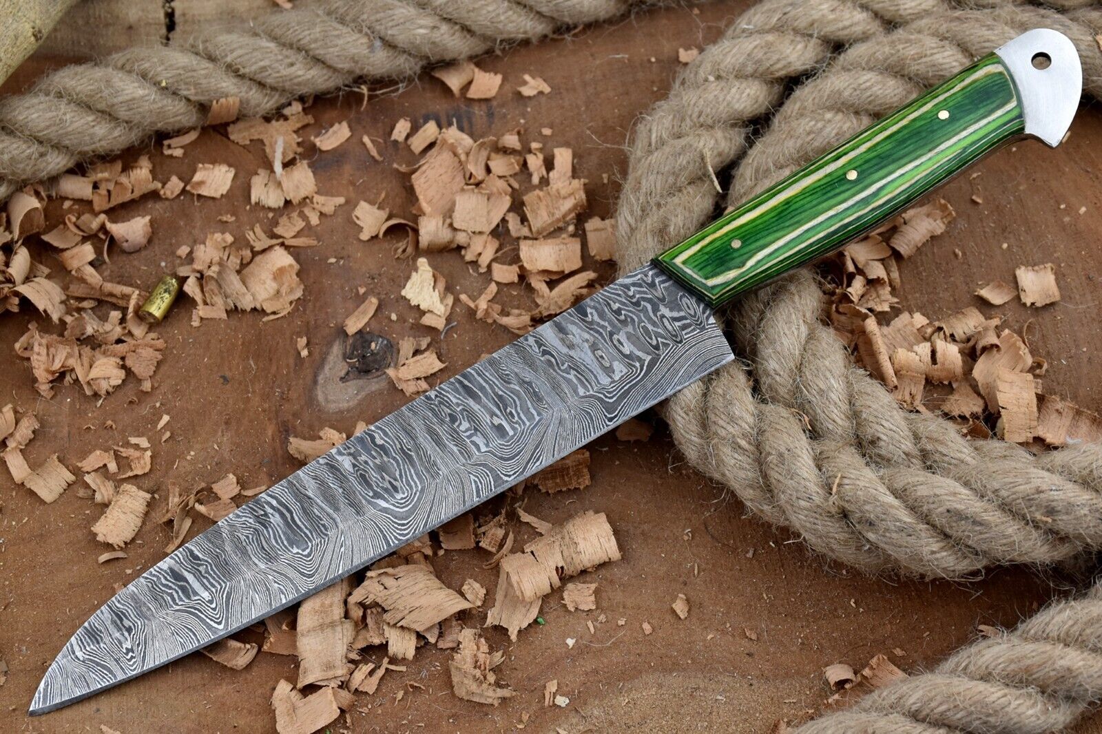 Custom Handmade Forged Damascus Steel Kitchen Chef Knife – 12" Overall, 7" Blade