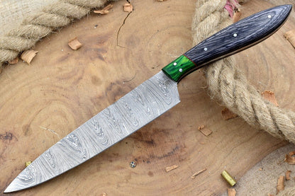 Custom Handmade Forged Damascus Steel Kitchen Chef Knife – Black Dollar Sheet Handle