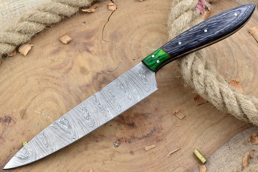 Custom Handmade Forged Damascus Steel Kitchen Chef Knife – Black Dollar Sheet Handle