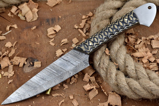 Custom Handmade Forged Damascus Steel Kitchen Chef Knife – Black & Yellow Dollar Sheet Handle