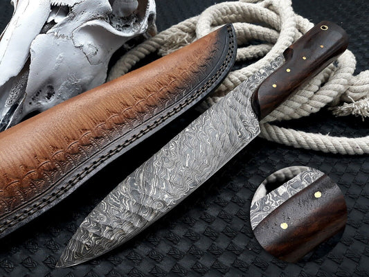 Custom Handmade Forged Damascus Steel Kitchen Chef Knife Camping Hunting Knife