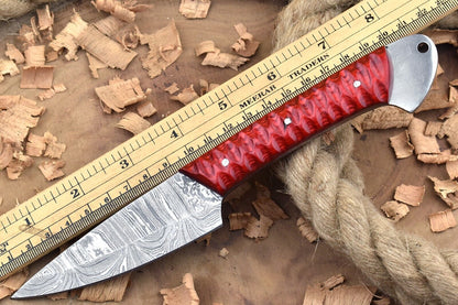 Custom Handmade Forged Damascus Steel Kitchen Chef Knife – Red Dollar Sheet Handle