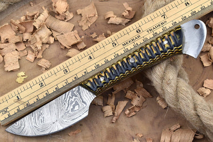 Custom Handmade Forged Damascus Steel Kitchen Chef Knife – Yellow & Black Dollar Handle