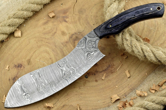 Custom Handmade Forged Damascus Steel Kitchen Chef Knife with Black Dollar Sheet Handle