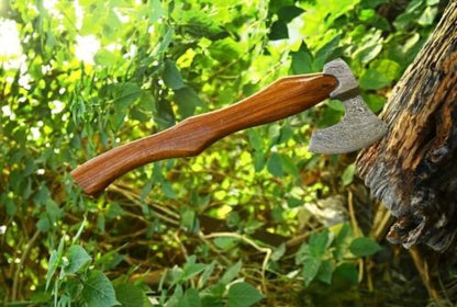 Custom Handmade Forged Damascus Steel Tomahawk Hatchet Axe | Integral Design with Leather Sheath – Camping, Hunting & Tactical Damascus Axe