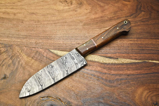 Custom Handmade Full Tang Chef Knife – Real Damascus Steel Blade – Sport Utility Design