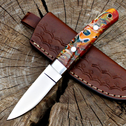 Custom Handmade Full Tang D2 Steel Skinner Knife | Hunting EDC Fixed Blade + Sheath