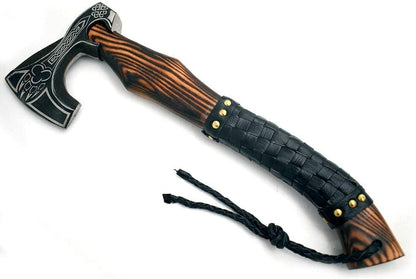 Custom Handmade High Carbon Steel Axe Viking Axe with Wooden & Leather Sheath
