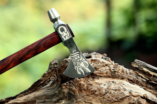 Custom Handmade High Carbon Steel Vikings Axe & Steel Axe With Leather Sheath 