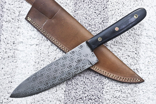 Custom Handmade Hunter D2 Tool Steel Chef Knife with Hardwood Handle