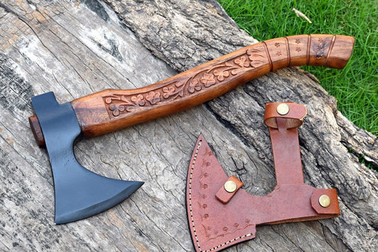 Custom Handmade Steel Axe Throwing Tomahawk Axe with Cocobolo Wood Handle & Sheath