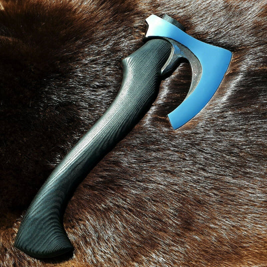 Custom Handmade Steel Axe Viking Axe High Polish Carbon Steel With Leather Sheath