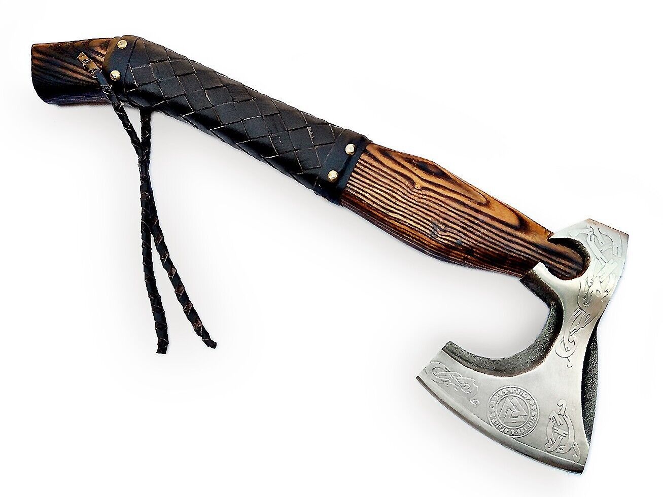 Custom Handmade Steel Axe Viking Axe for Sale with Wooden Handle & Leather Sheath