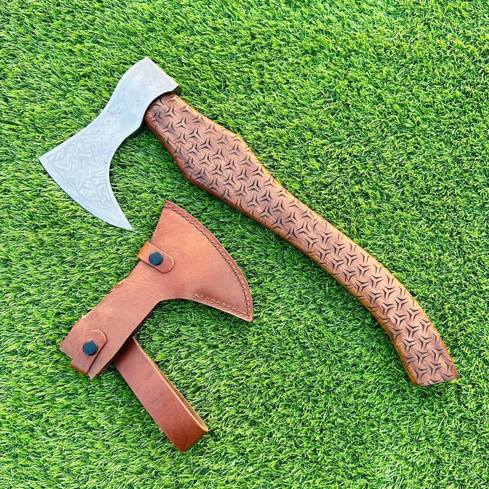 Custom Handmade Steel Axe Viking Tomahawk Axe for Sale With Leather Sheath