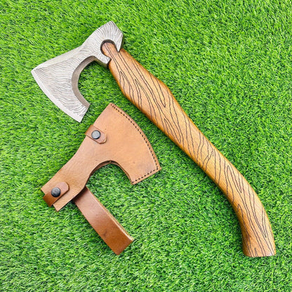 Custom Handmade Viking Tomahawk Axe High Carbon Steel Engraved Axe With Sheath