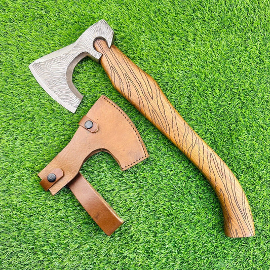 Custom Handmade Viking Tomahawk Axe High Carbon Steel Engraved Axe With Sheath