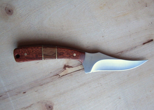Custom Picture Jasper Handle Hunting Knife | 7.5″ Stainless Steel Trailing Point Blade with Brass Accents
