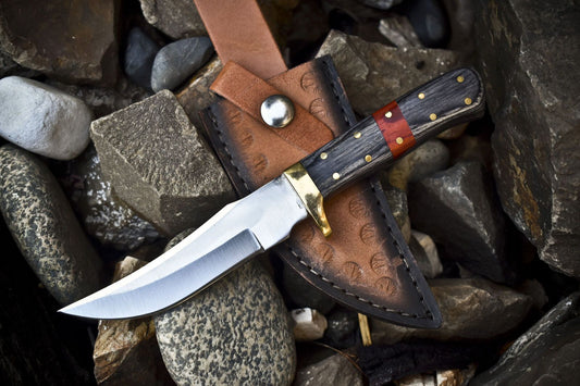 Custom Skinner Knife 440C Steel Hardwood Handle with Brass Guard