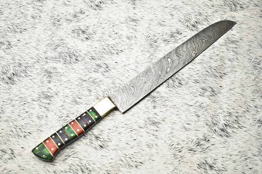 Cutlery Salvation Handmade Damascus Blade Kitchen Full Tang Chef Knife – 15" Oil Tempered, 384 Layer Damascus Steel