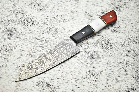 Cutlery Salvation Handmade Damascus Steel Full Tang Kitchen Chef Knife – 10" Blade, Oil Tempered 58-60 HRC