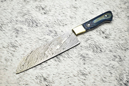 Cutlery Salvation Handmade Damascus Steel Full Tang Kitchen Chef Knife – 11" Blade, Oil Tempered 58-60 HRC, Sharpened at 20°