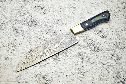 Cutlery Salvation Handmade Damascus Steel Full Tang Kitchen Chef Knife – 11" Blade, Oil Tempered 58-60 HRC, Sharpened at 20°