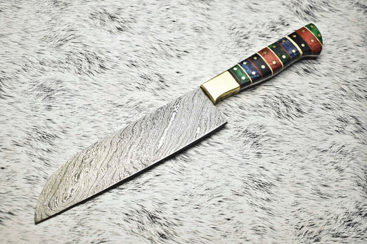 Cutlery Salvation Handmade Damascus Steel Full Tang Kitchen Chef Knife – 12" Blade, Oil Tempered 58-60 HRC, Sharpened at 20°

