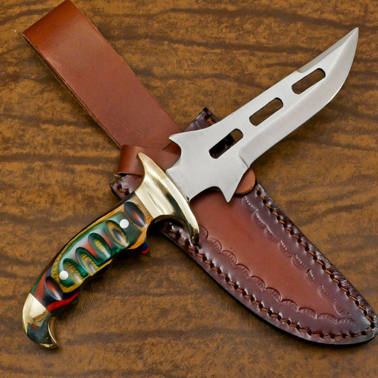 Handmade D2 Steel Full Tang Bowie Knife | 12" Hunting & Camping Blade