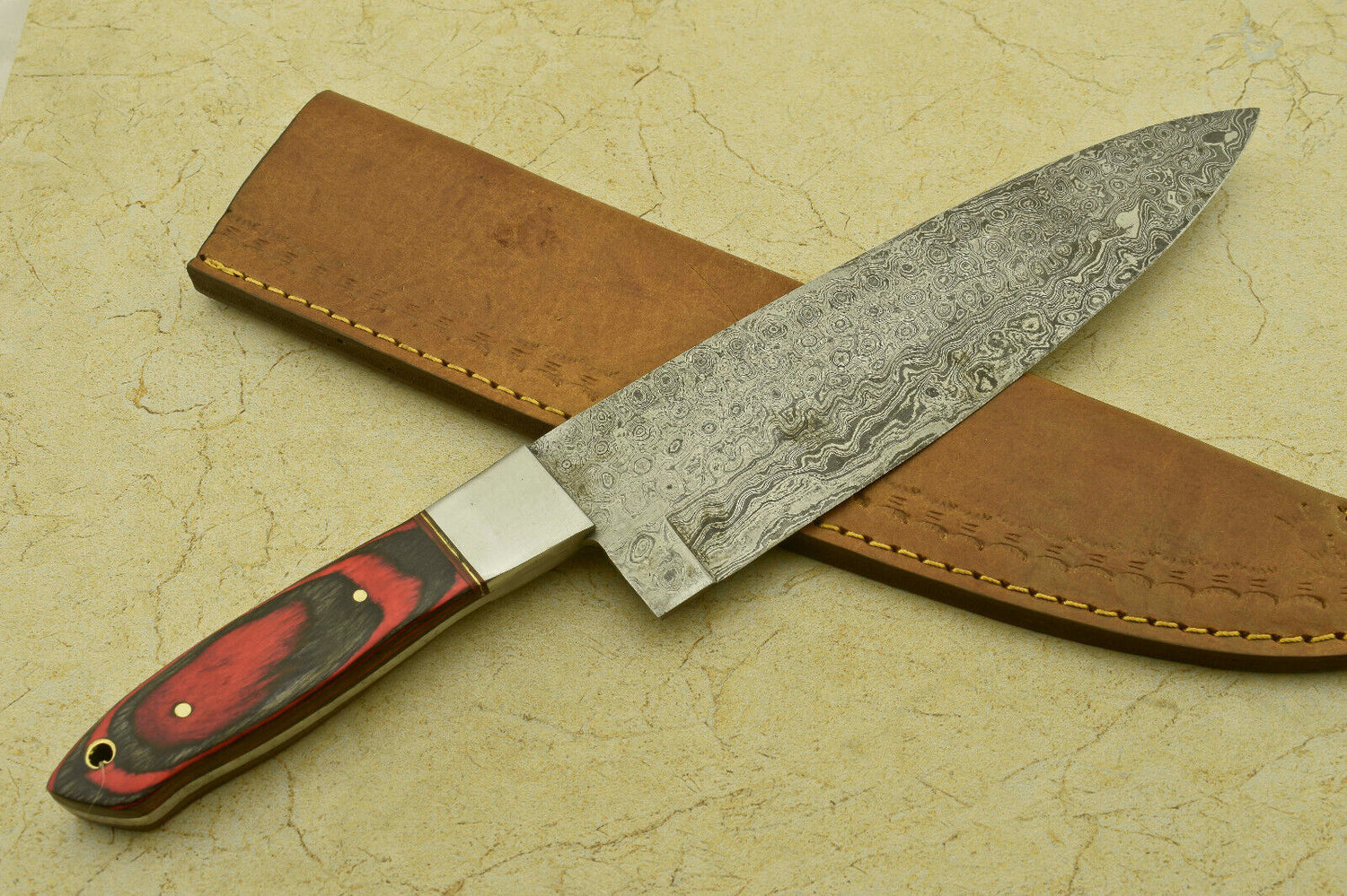  DAMASCUS STEEL CHEF KITCHEN KNIFE WITH WOOD HANDLE