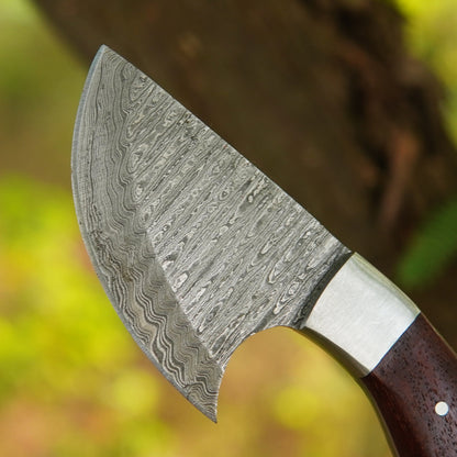 6.5" Handmade Damascus Skinner Knife with Rosewood Handle & Sheath